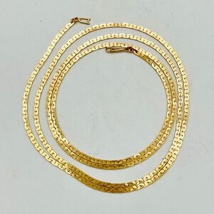 Vintage 14K Yellow Gold Flat C Link Chain Necklace 36.5 Inch 15.11g Long 2mm